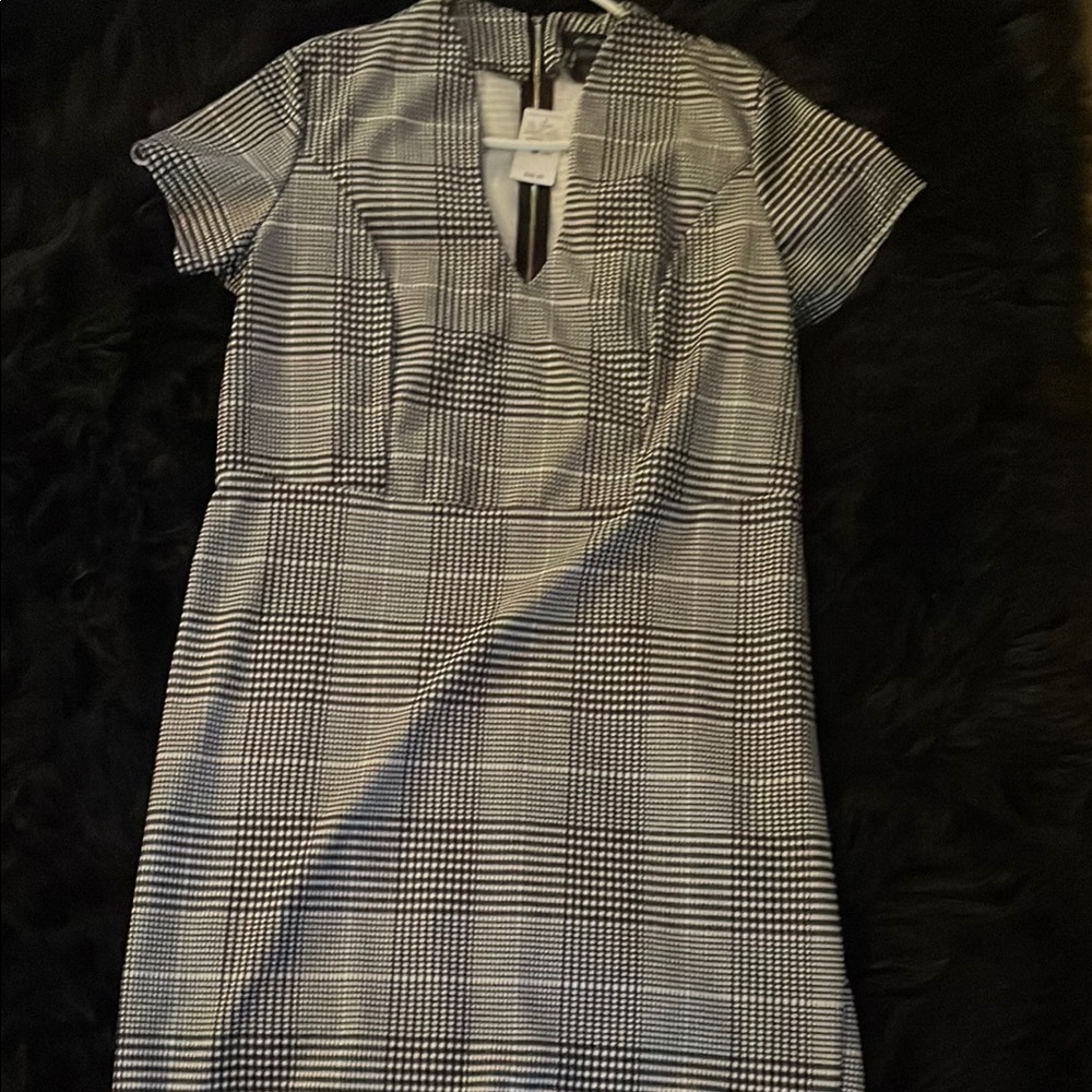 Elegant Black and White Plaid Dress